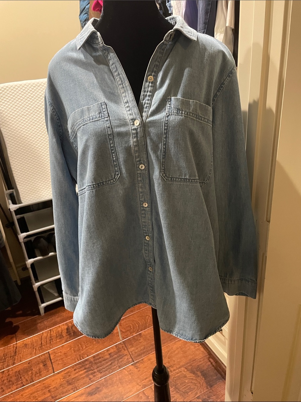 Eileen Fisher Light Blue Denim Button-Front Shirt
